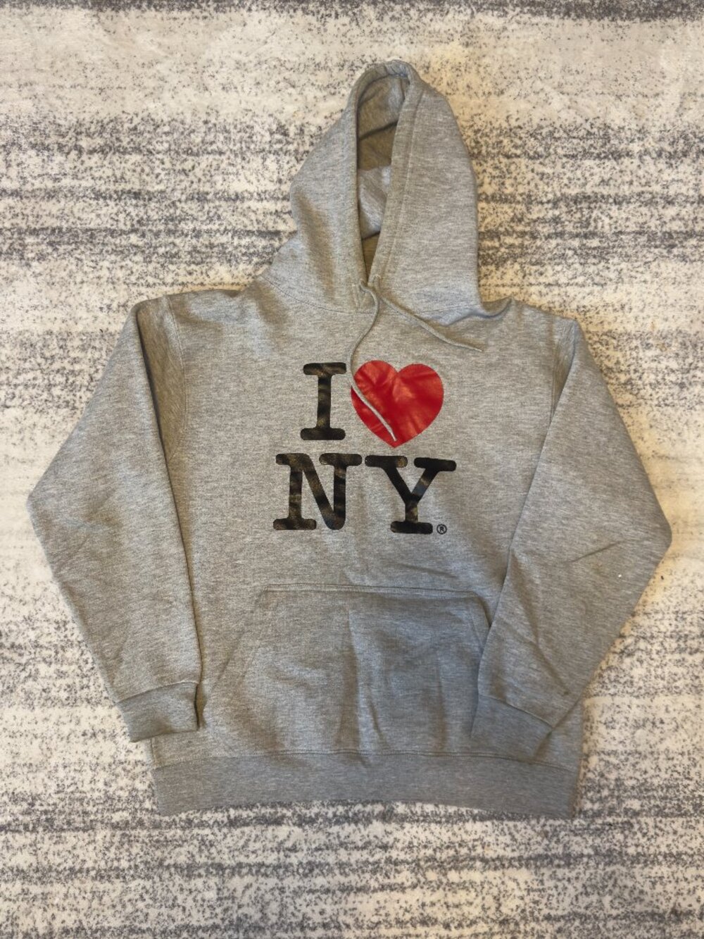 I Love New York Vintage Blank Logo Gray Hoodie Y2K Style Size S
